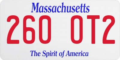 MA license plate 260OT2