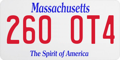 MA license plate 260OT4
