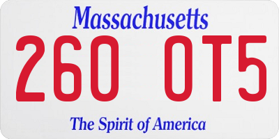 MA license plate 260OT5