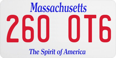 MA license plate 260OT6