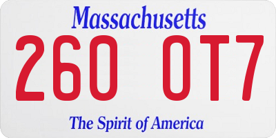 MA license plate 260OT7