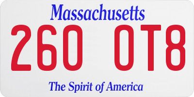MA license plate 260OT8