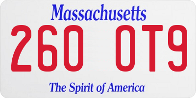 MA license plate 260OT9