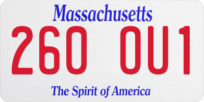 MA license plate 260OU1