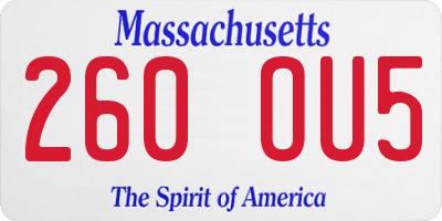 MA license plate 260OU5