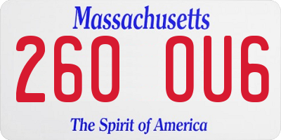 MA license plate 260OU6