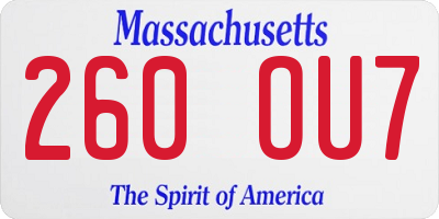 MA license plate 260OU7