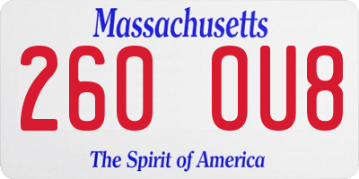 MA license plate 260OU8