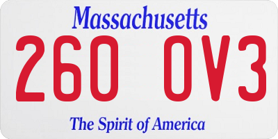 MA license plate 260OV3