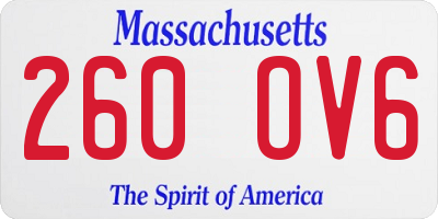 MA license plate 260OV6