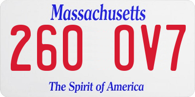 MA license plate 260OV7