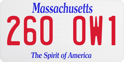 MA license plate 260OW1