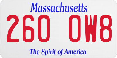 MA license plate 260OW8