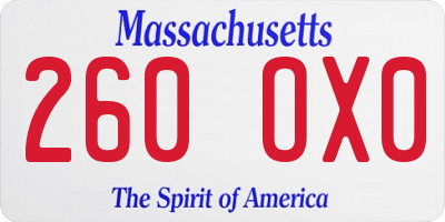 MA license plate 260OX0