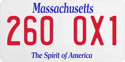 MA license plate 260OX1