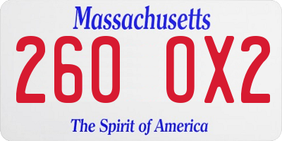 MA license plate 260OX2