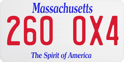 MA license plate 260OX4