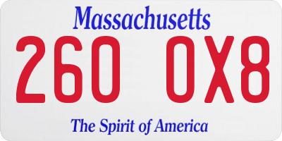 MA license plate 260OX8