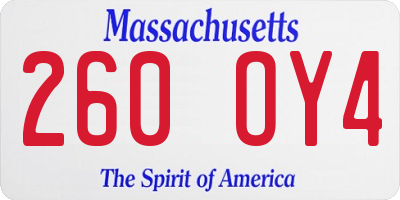 MA license plate 260OY4
