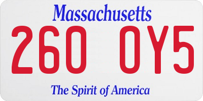 MA license plate 260OY5