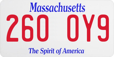 MA license plate 260OY9