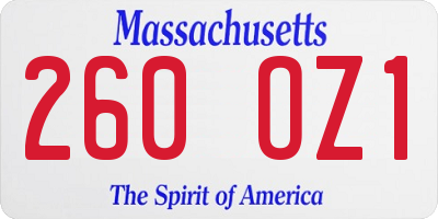 MA license plate 260OZ1