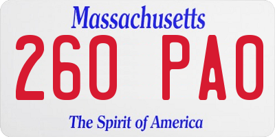 MA license plate 260PA0