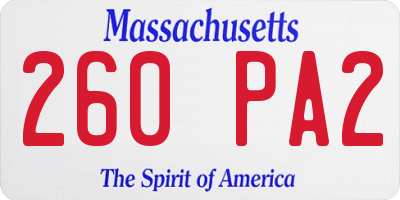 MA license plate 260PA2