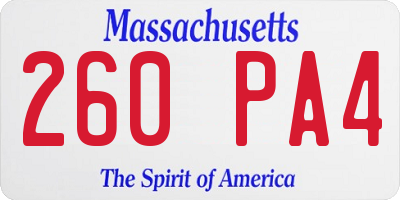 MA license plate 260PA4