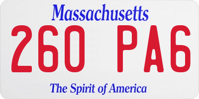 MA license plate 260PA6