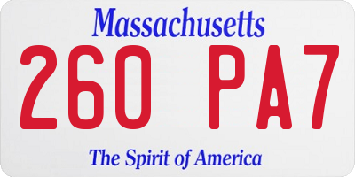 MA license plate 260PA7