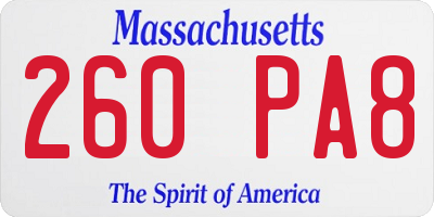 MA license plate 260PA8