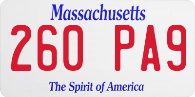 MA license plate 260PA9