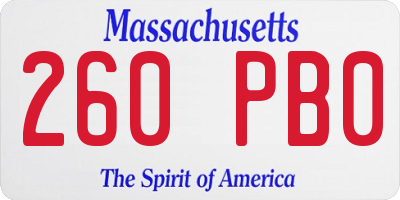 MA license plate 260PB0