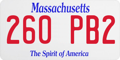 MA license plate 260PB2