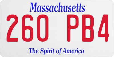 MA license plate 260PB4