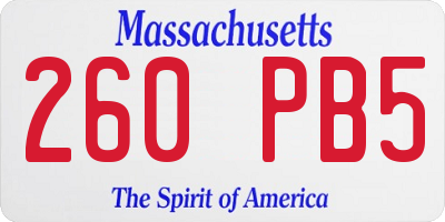 MA license plate 260PB5