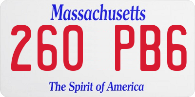 MA license plate 260PB6
