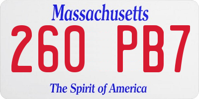 MA license plate 260PB7