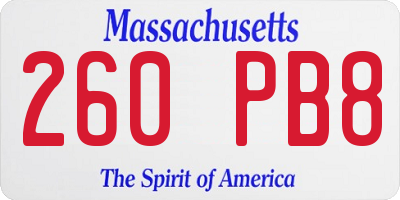 MA license plate 260PB8