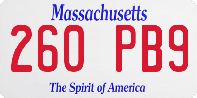 MA license plate 260PB9
