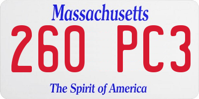 MA license plate 260PC3
