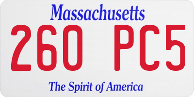 MA license plate 260PC5
