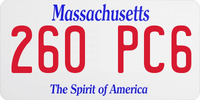 MA license plate 260PC6