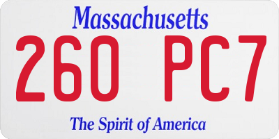 MA license plate 260PC7