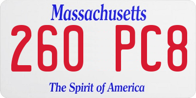 MA license plate 260PC8