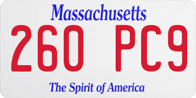 MA license plate 260PC9