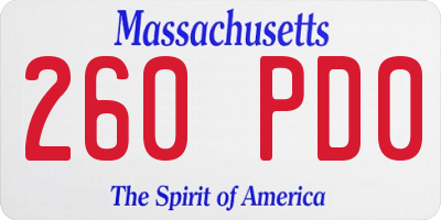 MA license plate 260PD0