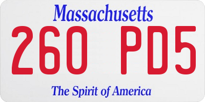 MA license plate 260PD5