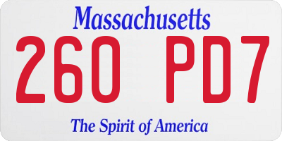 MA license plate 260PD7